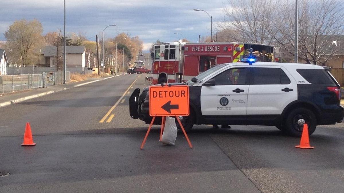 Kennewick police and fire responded to a report of a broken gas line on Cedar Street on Monday morning. Officials closed about a block of the road as they responded.