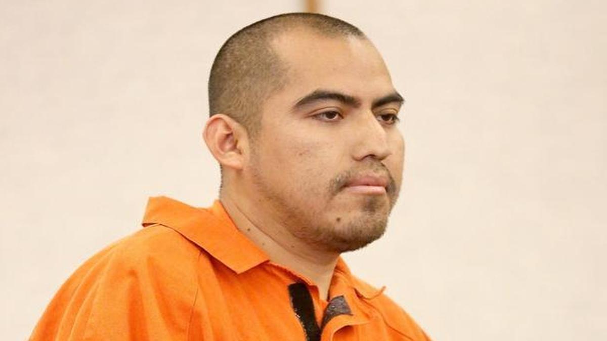 
Santos Flores Alcaide, 28, of Grandview, appears Monday at his preliminary hearing in Franklin County Superior Court as a suspect in Sunday’s fatal shooting of Eduardo Angon Del Villar, 19, at a Pasco dance club.
