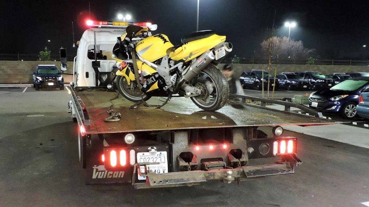 The motorcycle was found by Pasco police officers on Friday. Officers are trying to find the person who was riding it.