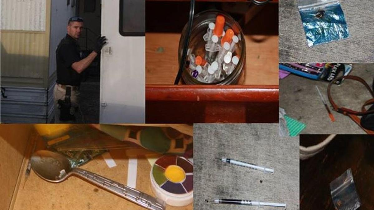 Several photos of inside an apparent Pasco drug house.