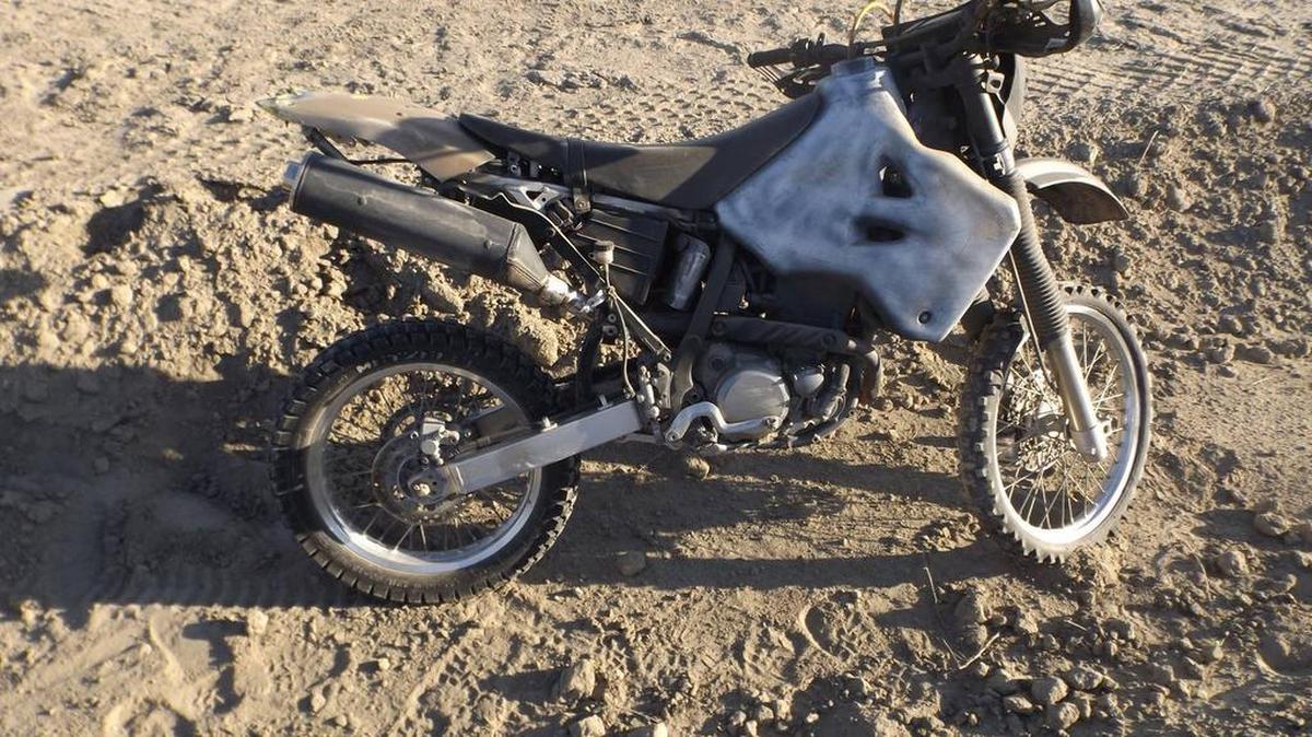 The motor bike involved in a crash in south Kennewick late Tuesday. the man riding the bike at the time has been taken to Seattle’s Harborview Medical Center for his injuries
