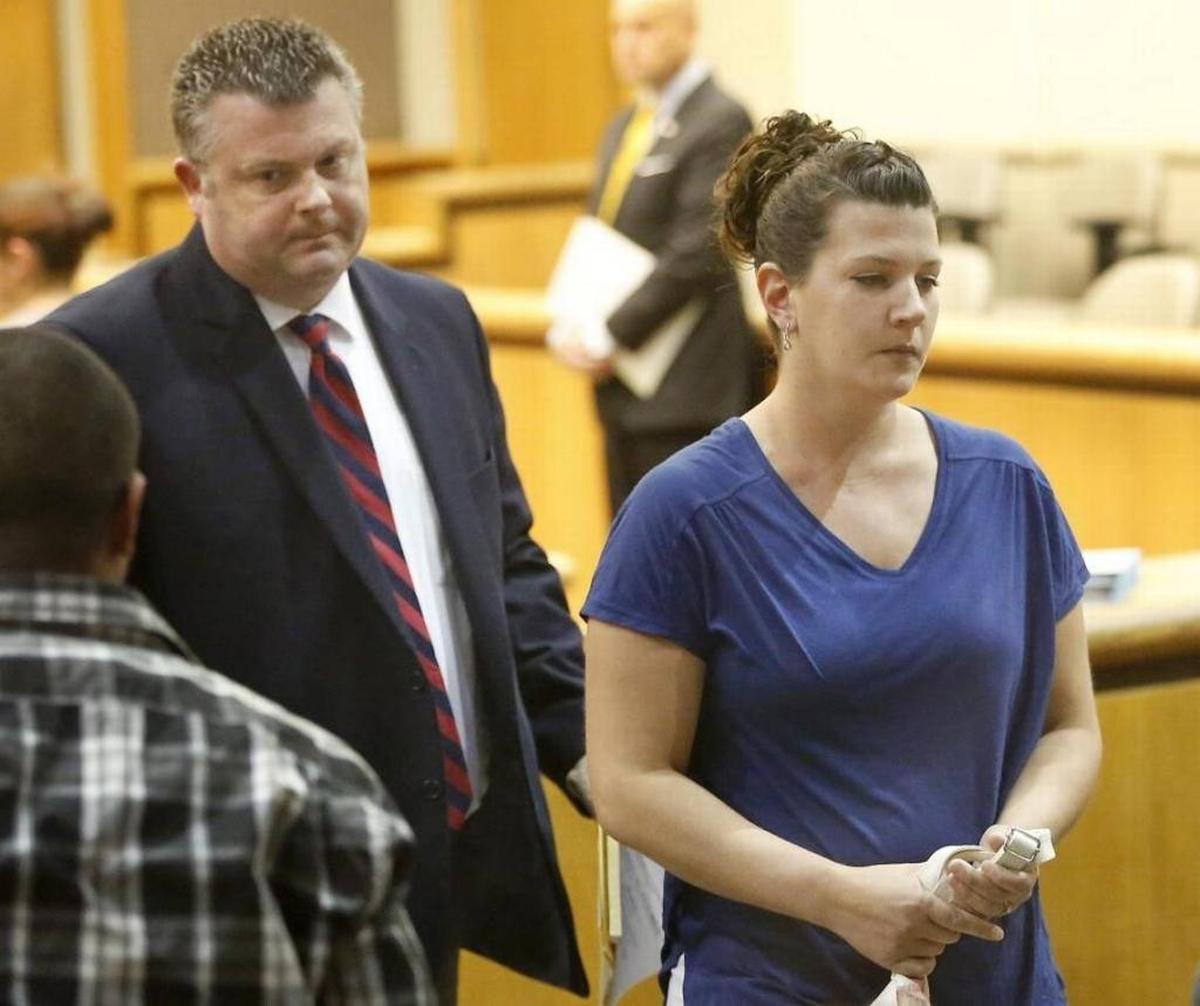 Jocelyn M. Bellon, pictured in 2017 with attorney Scott Johnson, entered an Alford plea Tuesday in Benton County Superior Court for the 2016 death of a 2-year-old who had been in her care.
