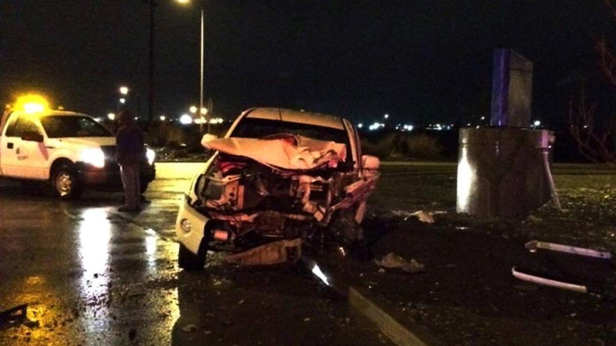 Police say alcohol and speed caused a woman to lose control of pickup truck and crash into a Port of Pasco sign.