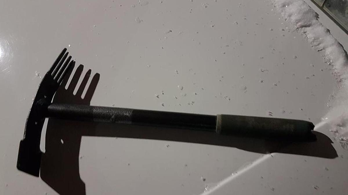 Kennewick police say Joseph McCabe was carrying an item similar to a hatchet when he was arrested Saturday.