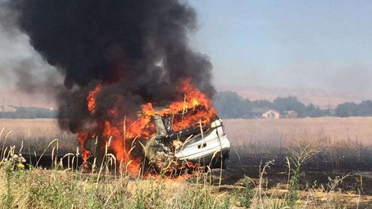 A Washington State Patrol car caught on fire following a police chase and standoff in Wapato on Friday afternoon.