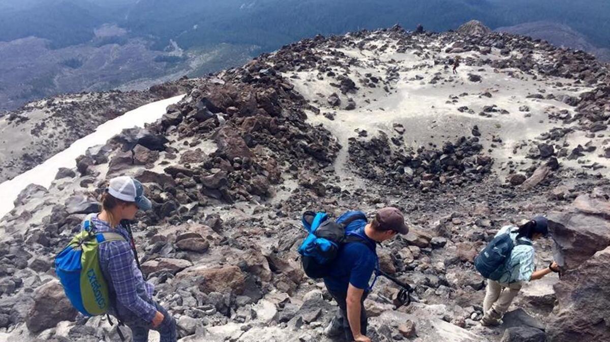 Climbers from the InterMountain Alpine Club on Mount St. Helens in 2017.