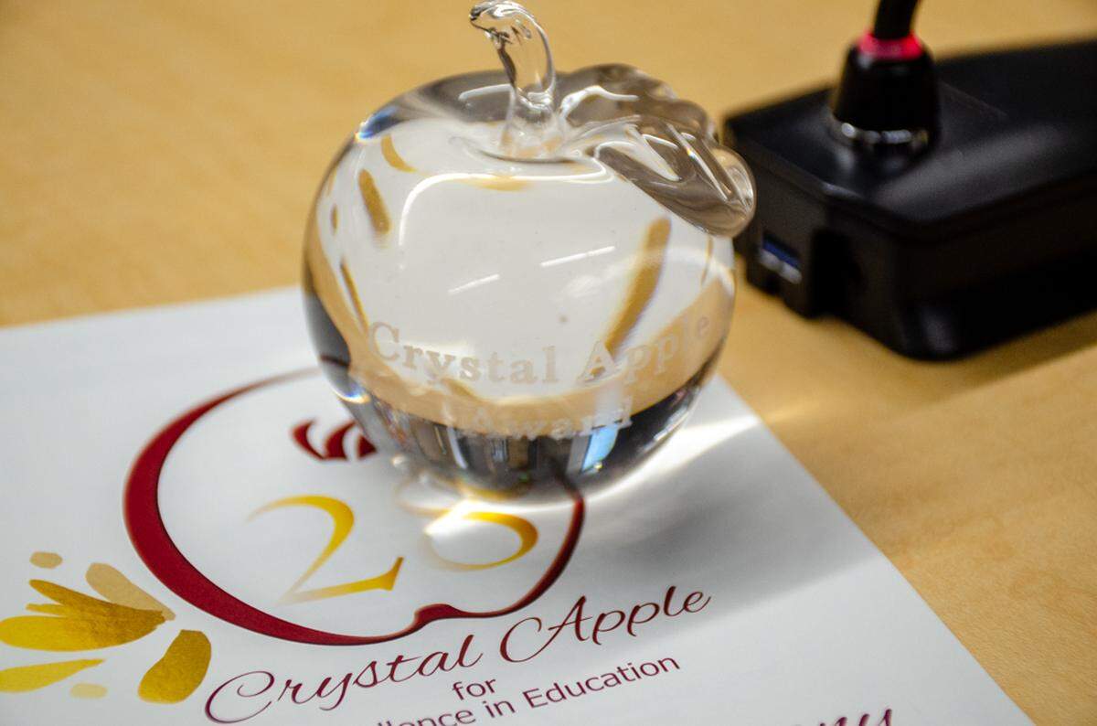 The annual Crystal Apple Award for Excellence in Education recognizes the tireless and extraordinary efforts of teachers who make a lasting impact on students.