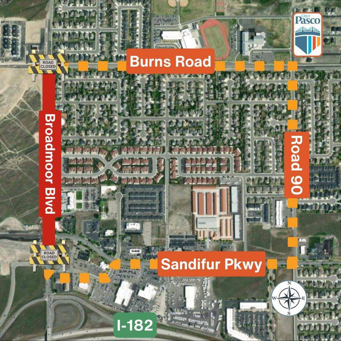 Broadmoor Boulevard will shut down during overnight hours Aug. 25-27 from 7 p.m. to 5 a.m. between Burns Road and Harris Road.