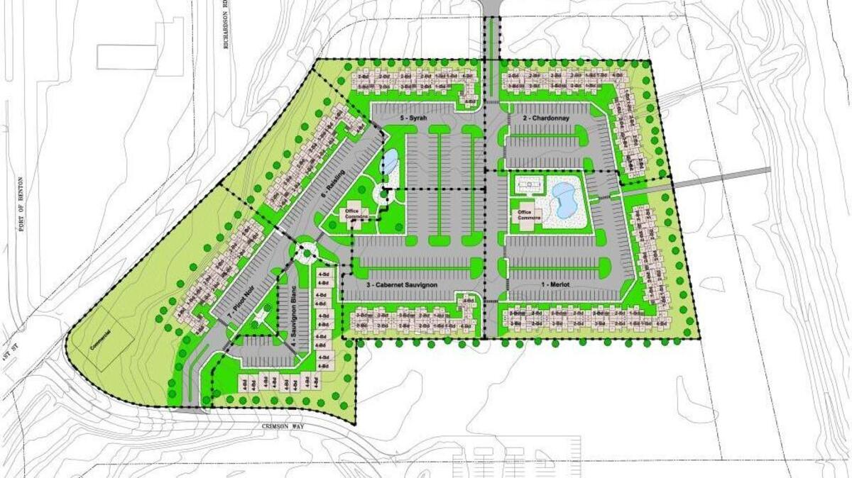 The layout of the planned housing development at Washington State University Tri-Cities.