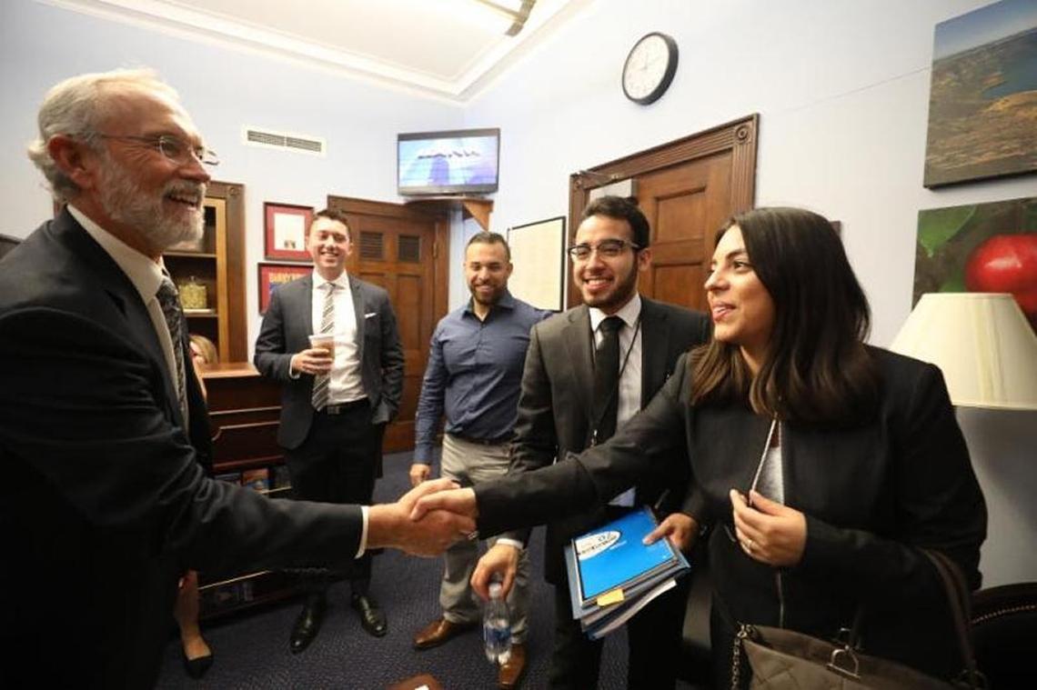Participants in a FWD.us lobbying effort meet with Rep. Dan Newhouse, R-Yakima, to seek immigration reform.