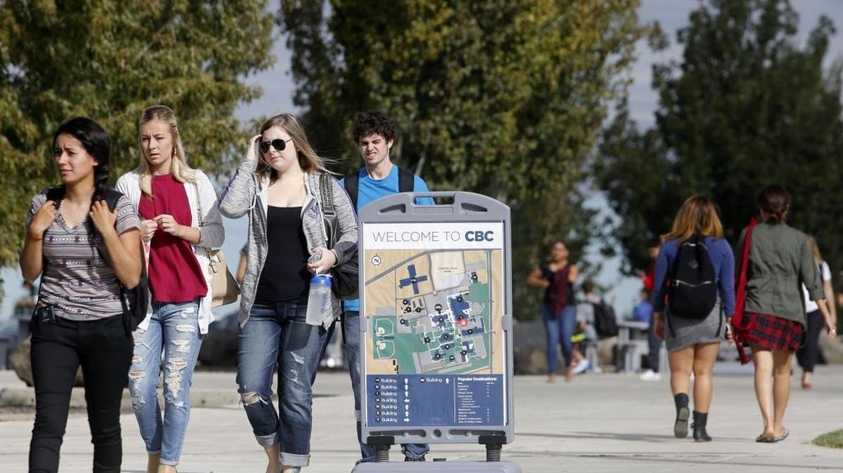 
Columbia Basin College students walk to classes Monday at the campus in Pasco.
