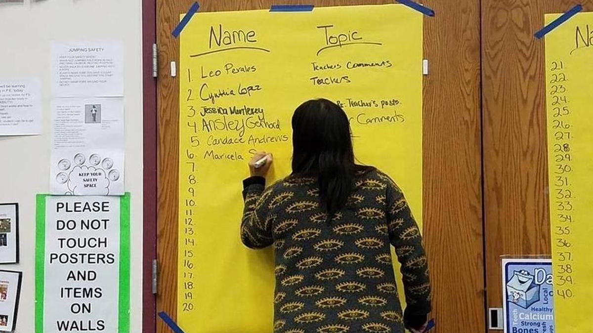 People signed up to speak to the Prosser School Board during a February meeting about the suspension of two district employees who posted anti-immigrant comments on Facebook.
