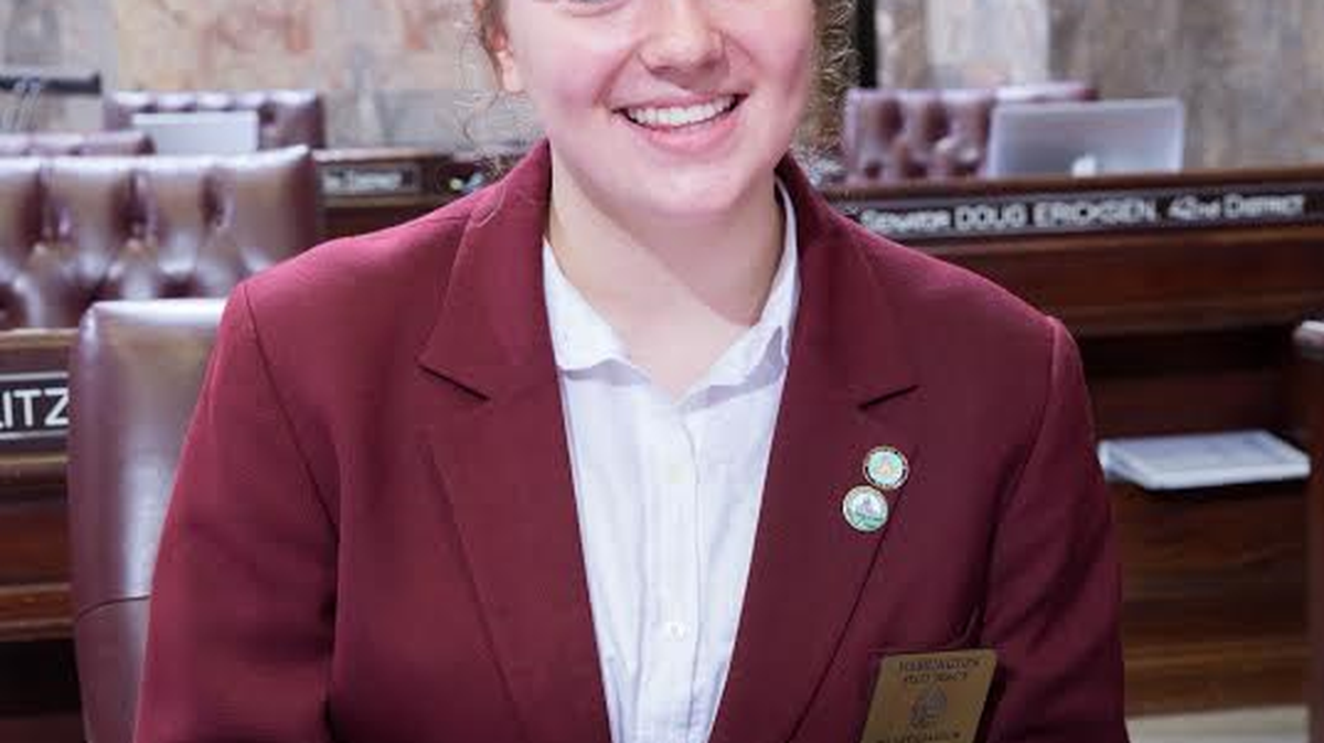 Chiawana High sophomore Hailey Adamson served as a page for Sen. Mark Schoesler.