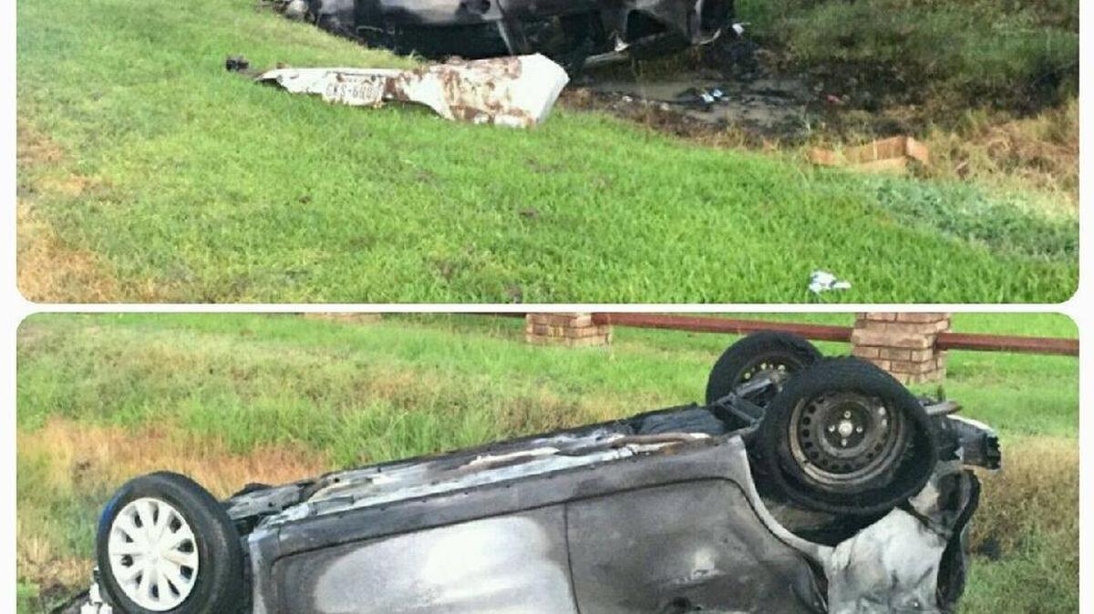 A Richland High School graduate helped rescue the driver of this car after it flipped in front of him and caught fire in Louisiana.