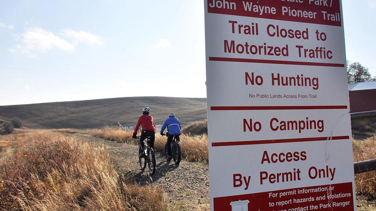 The John Wayne Trail, which follows an abandoned railway across Washington, is limited to non-motorized recreation.