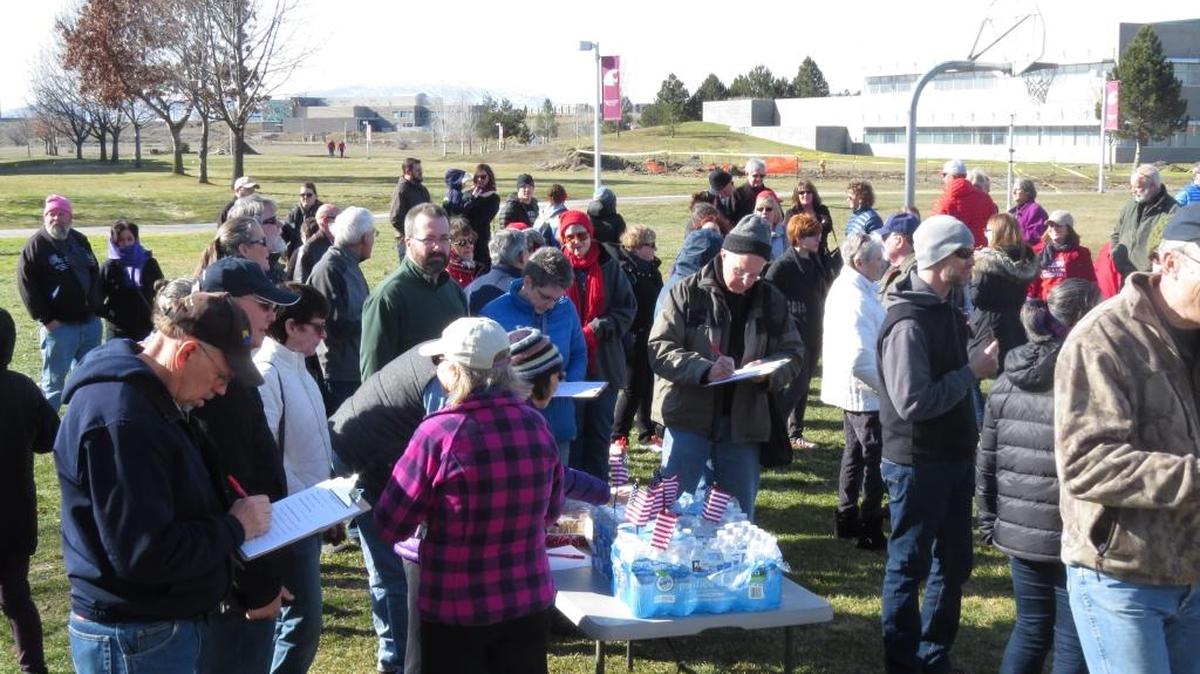 People wrote questions for Rep. Dan Newhouse, R-Sunnyside, before the town hall began on Saturday afternoon.