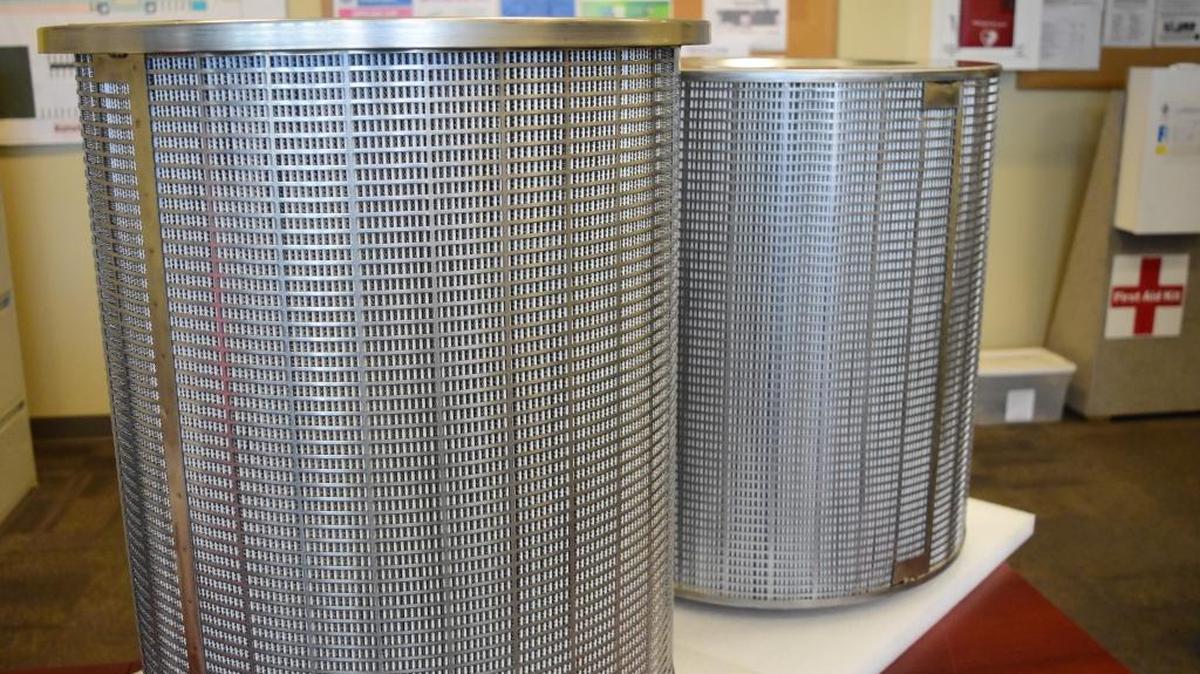 First-of-a-kind HEPA filters developed for the Hanford Waste Treatment Plant are roughly 2.5-feet tall and 2 feet in diameter.