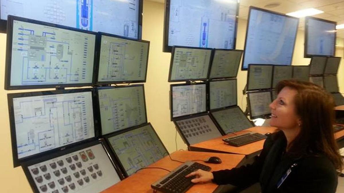 
Sen. Sharon Brown, R-Kennewick, tours a small modular reactor plant simulator in Corvallis, Ore, in 2014.
