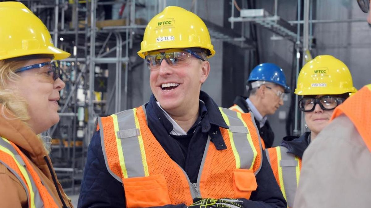 Paul Dabbar, the Department of Energy undersecretary for science, tours the Low Activity Waste Facility at the Hanford nuclear reservation’s vitrification plant. To his right is Stacy Charboneau, the associate principal deputy assistant secretary for field operations for DOE’s Office of Environmental Management.