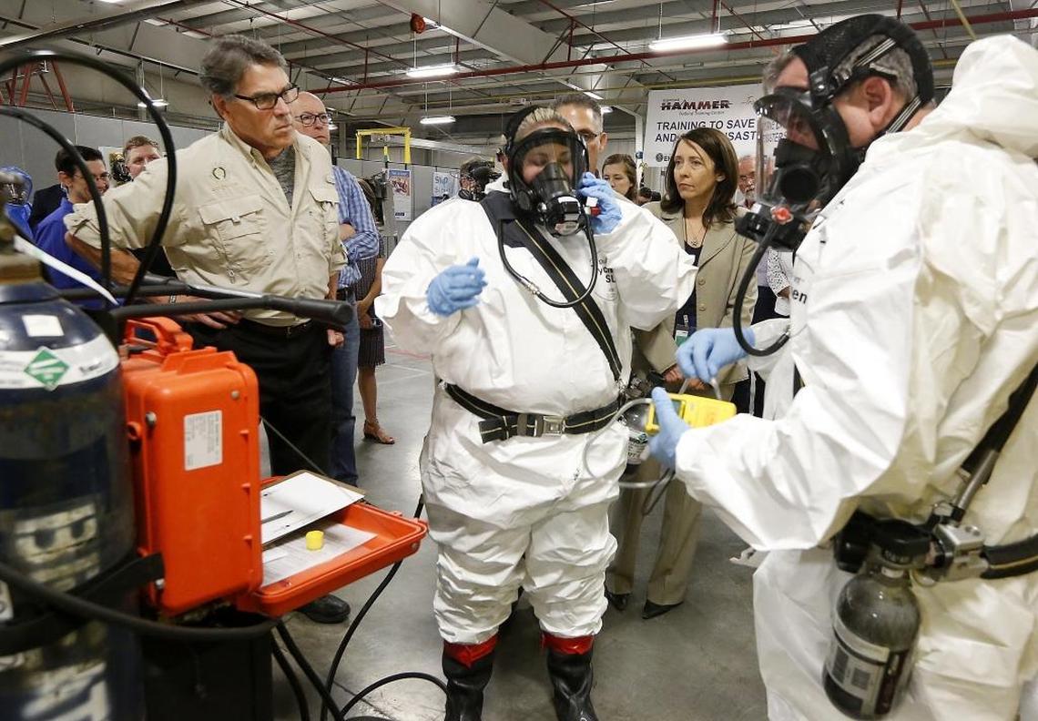 Energy Secretary Rick Perry toured the HAMMER training center at the Hanford nuclear reservation in August 2017.