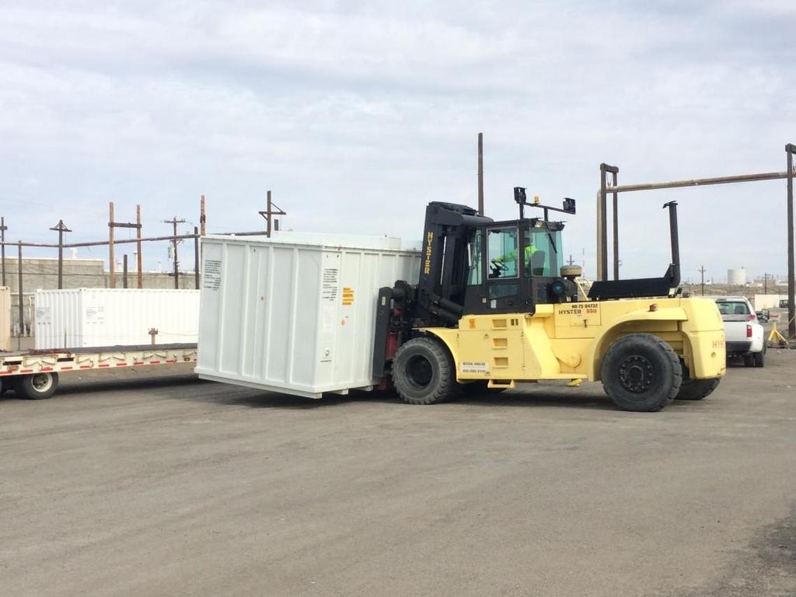 Hanford workers are shipping containers with packaged waste from the Plutonium Finishing Plant to the nearby Central Waste Complex for storage as part of steps taken after a spread of radioactive contamination at the nuclear reservation plant.