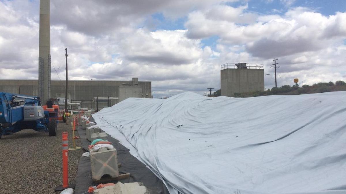 The older of the two PUREX processing plant tunnels was covered with a 400-foot-long piece of heavy plastic on May 20. A partial collapse of the tunnel was discovered May 9.