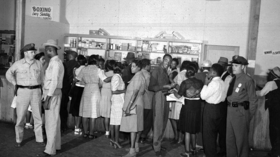 Commissaries were segregated at the Hanford nuclear reservation during World War II, with blacks using Commissary No. 2.