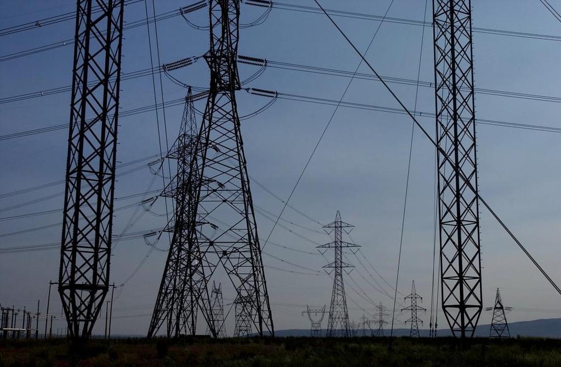 Electrical towers in a Bonneville Power Administration substation adjacent to the Columbia Generating Station near Richland deliver newly generated power to the grid.