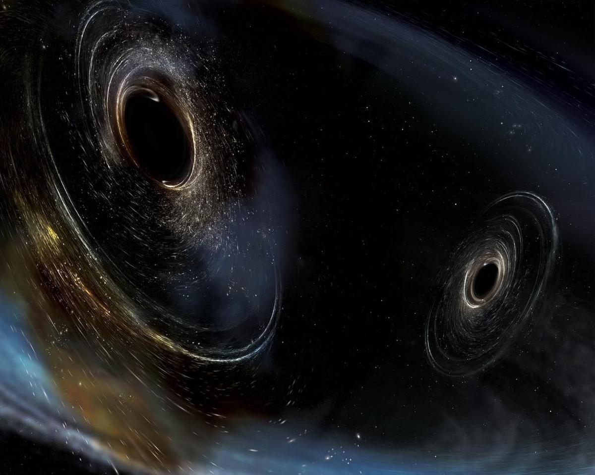 Artist’s conception shows two merging black holes similar to those detected by LIGO.