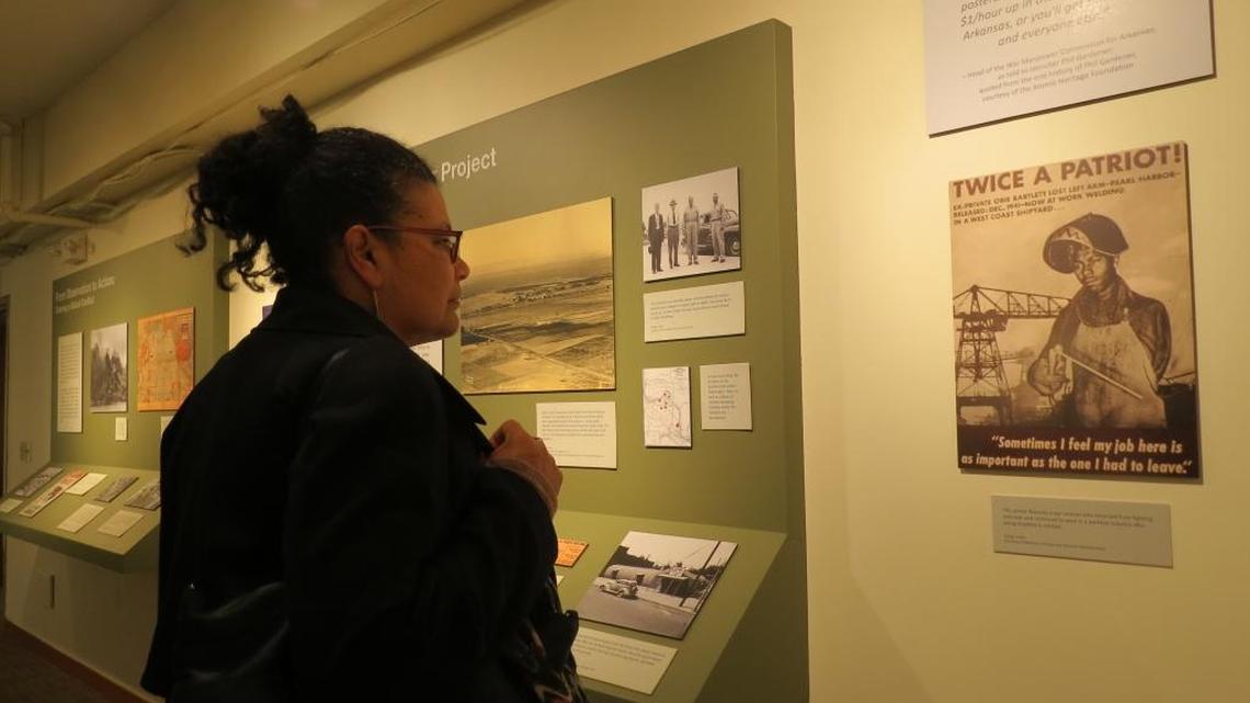 Catherine Blake of Seattle visits “The Atomic Frontier: Black Life in Hanford” exhibit at the Northwest African American Museum in Seattle.