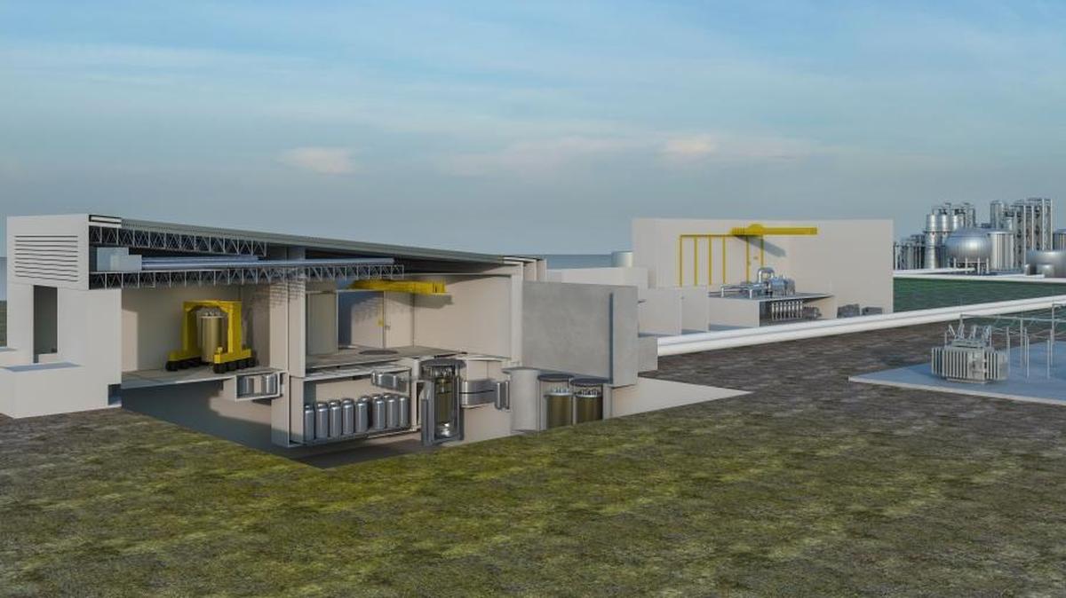 A drawing shows how a power plant with a Terrestrial Energy’s Integral Molten Salt Reactor might look. The company has signed a memorandu of understanding with Energy Northwest in Richland.