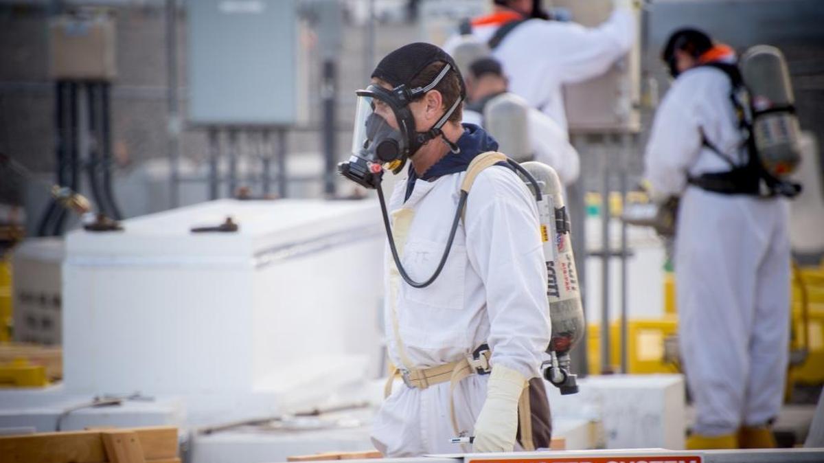 Hanford workers wear supplied air respirators inside Hanford tank farms to protect them from chemical vapors associated with waste held in underground tanks.