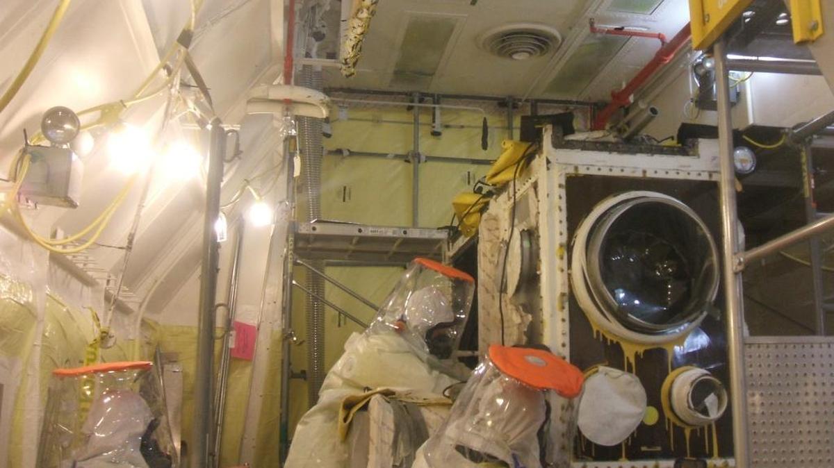 CH2M Hill Plateau Remediation Co. workers did some of the most hazardous work at Hanford on the 12-foot-tall HA-9A glove box in the Plutonium Finishing Plant.