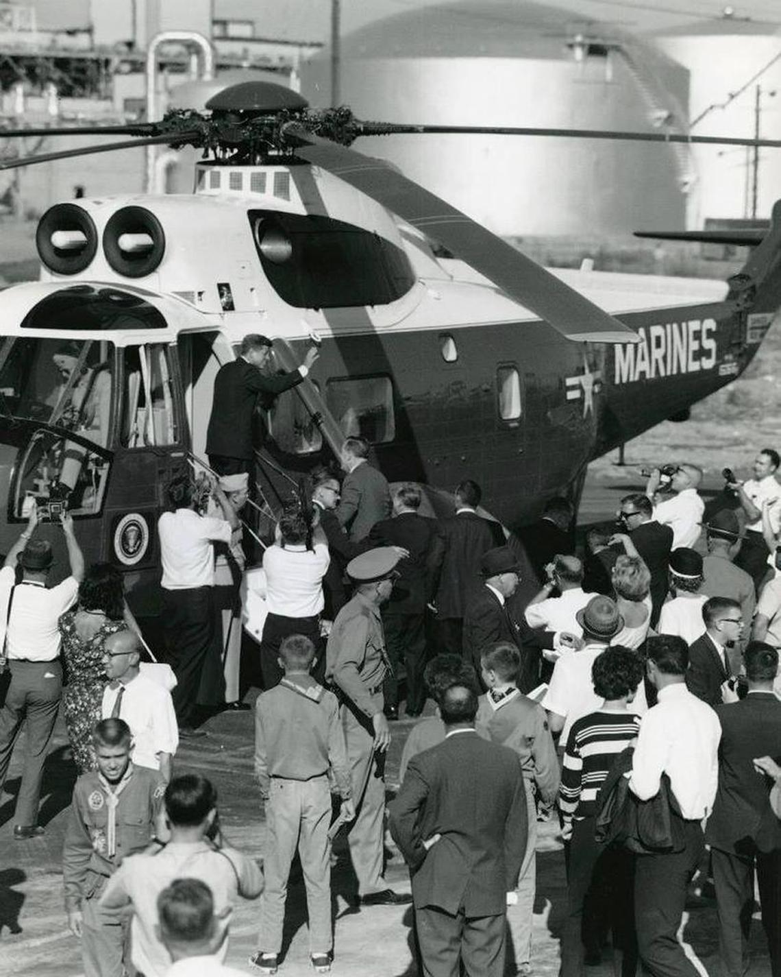 Kennedy arrived at Hanford and left the nuclear reservation on a Marine helicopter in 1963.