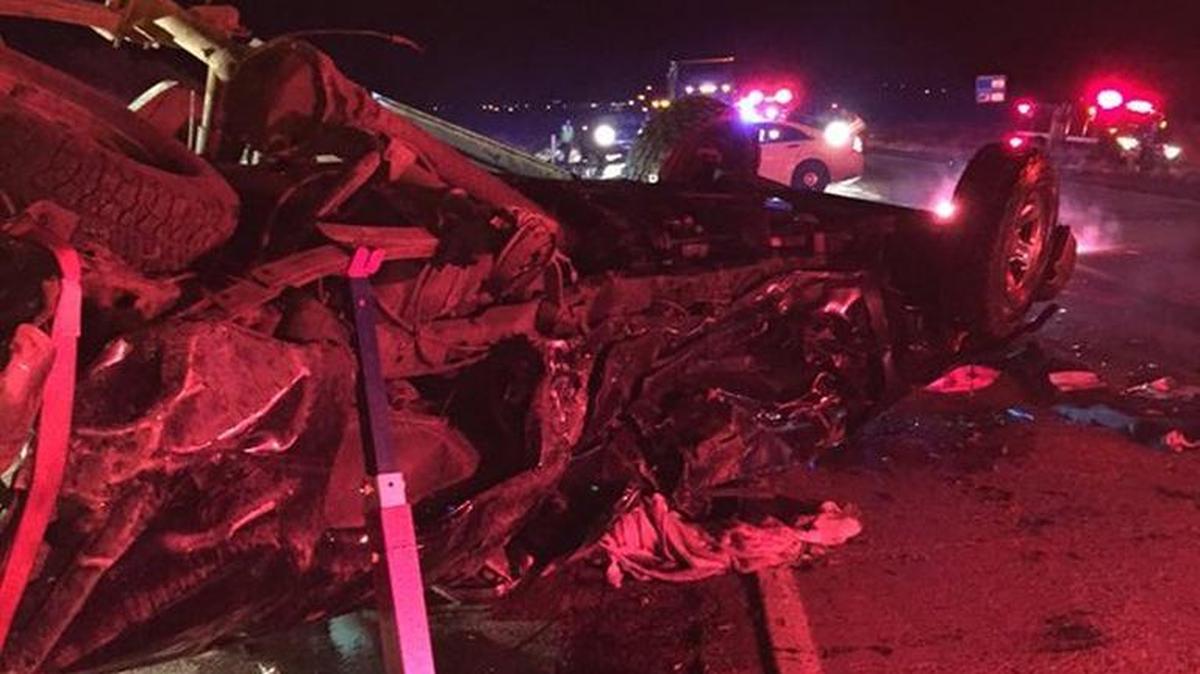 A Dodge pickup that rolled over and was struck by an SUV on Interstate 82 late Tuesday night. Multiple people were killed in the crash and four were taken to Tri-City hospitals with injuries.