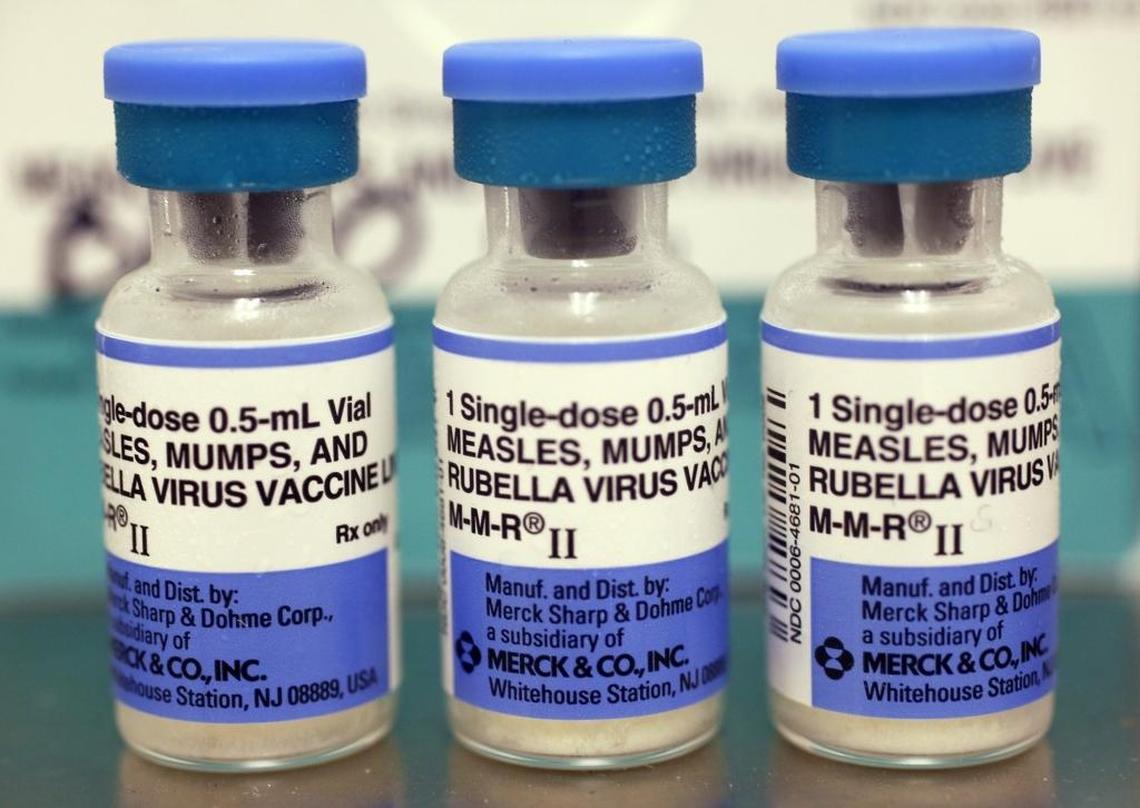 M-M-R vaccine for measles, mumps and rubella.