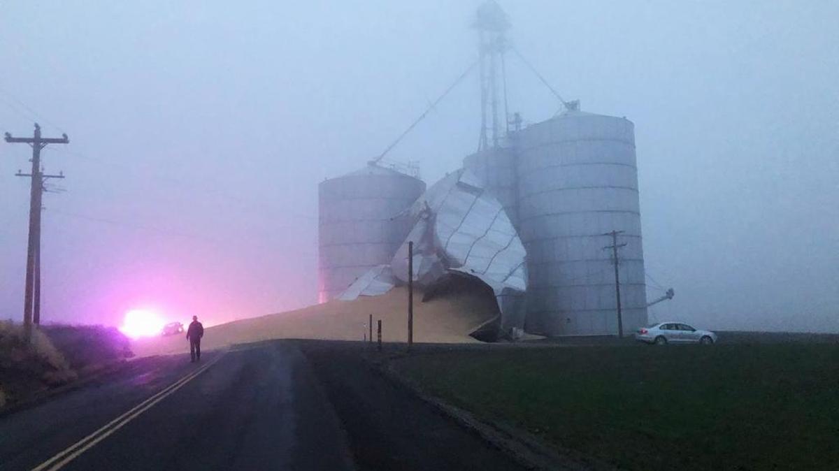 Kris Patton snapped this photo Wednesday of a grain silo collapse north of Walla Walla.