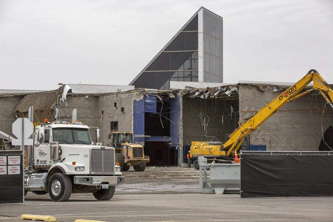 Demolition crews are tearing down the former movie theater at Columbia Center mall to make room for a Dick’s Sporting Goods, that's expected to open in fall 2019.