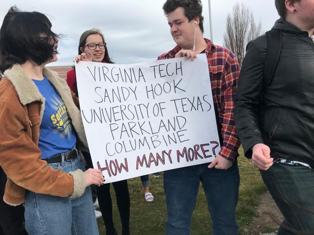 Southridge High students in Kennewick joined the nationwide school walkout Wednesday and waved signs to cars passing in front of the school.