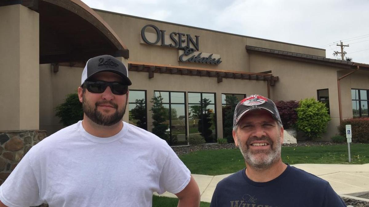 Sean Tudor, left, and Robert Smasne have teamed up to buy the former Olsen Estates winery in the Vintners Village in Prosser. Tudor, a grape grower, and Smasne, a winemaker, are both Yakima Valley natives.