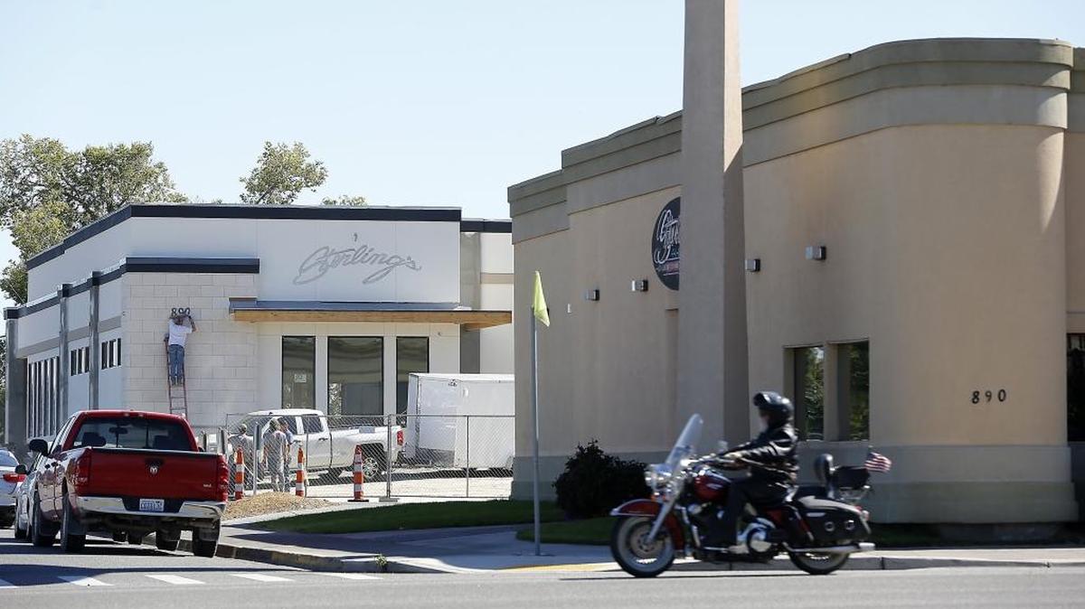 Construction of the new Sterling’s Restaurant on George Washington Way in Richland is nearly complete. They hope to move in by the end of September. After a brief closure, the old building, in the foreground, will be demolished and replaced with a parking lot.