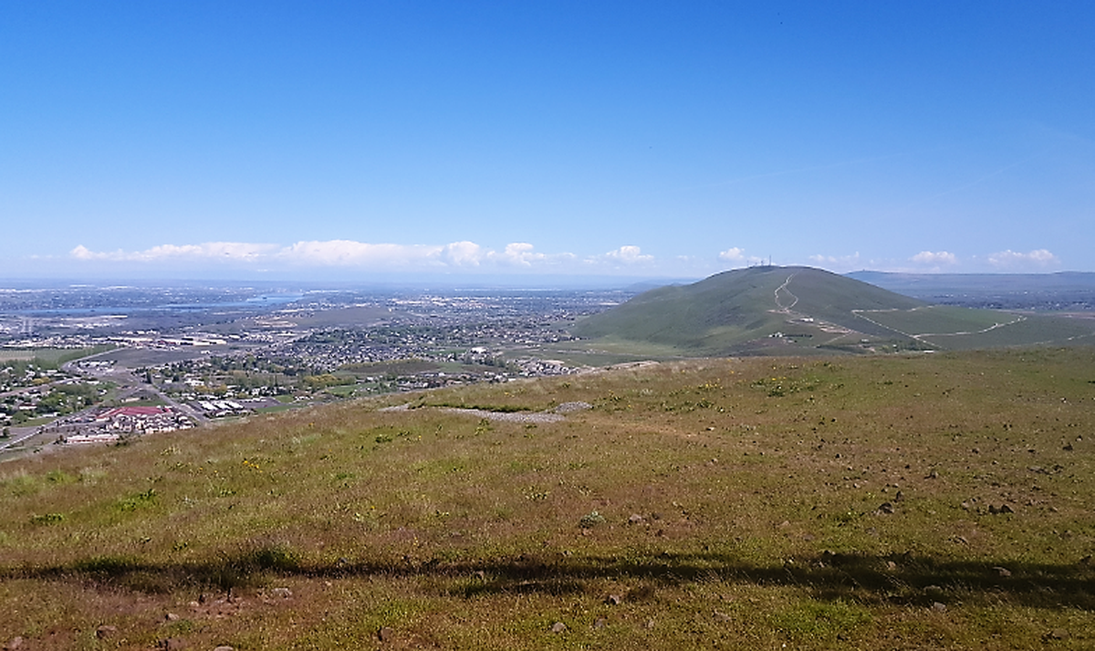 The view from the summit of Candy Mountain in West Richland facing east, toward the Columbia River.