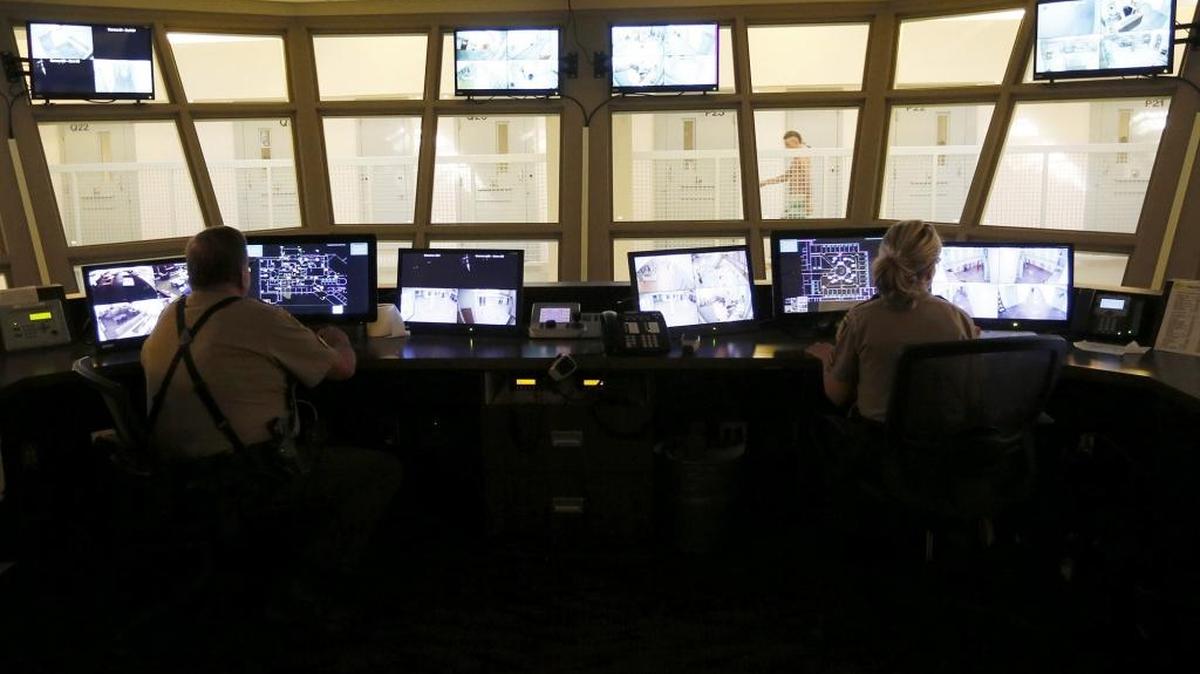The control room at the Franklin County Jail in Pasco.