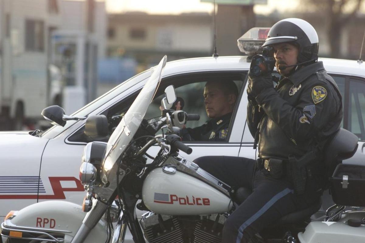 Chris Vowels, on the motorcycle, was with the Richland Police Department for 25 years until his retirement as sergeant in 2007.