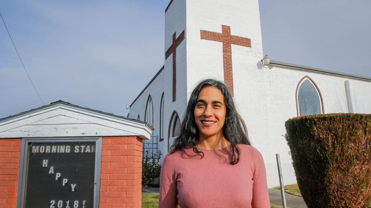 Tanya Bowers, a consultant and member of the Pasco Planning Commission, stands in front of Morning Star Missionary Baptist Church at 631 S. Douglas Ave. in Pasco on Saturday. Pasco received $30,000 in grants to identify and document properties associated with African American heritage in east Pasco.