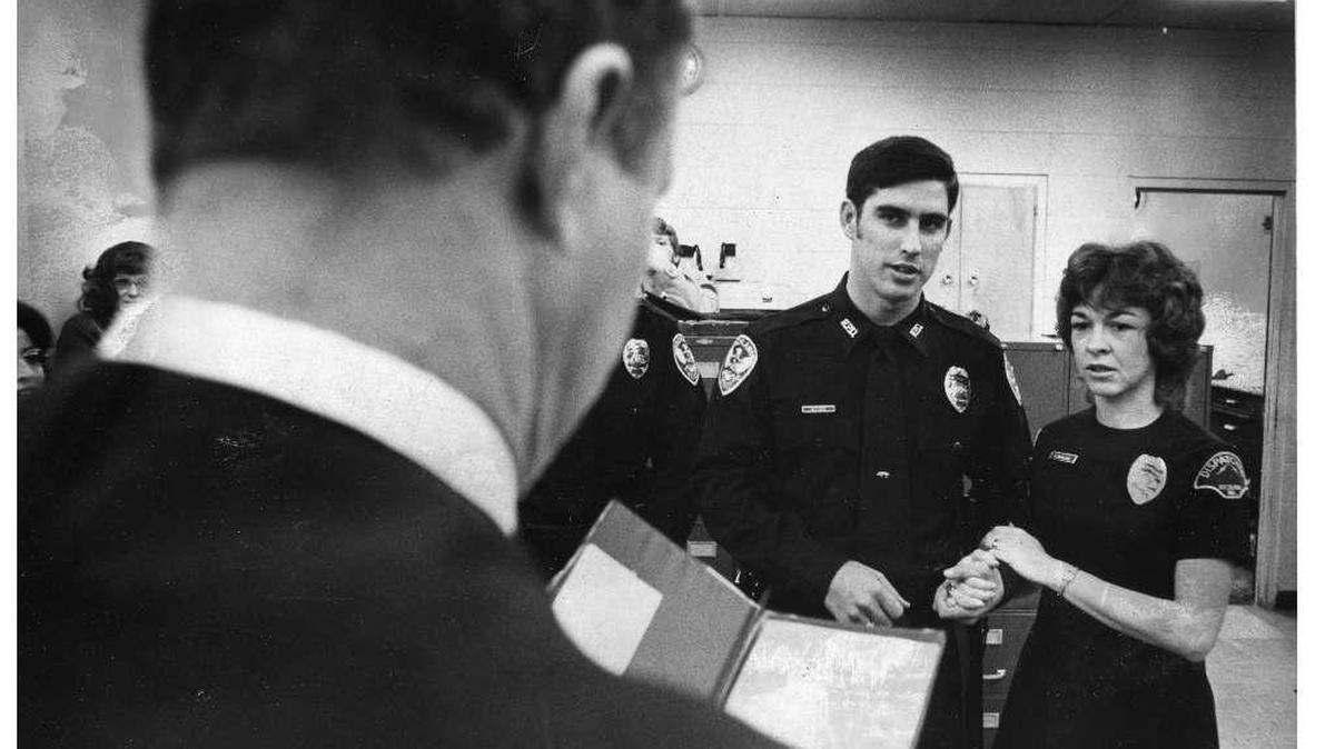 On Dec. 4, 1975, Mike Case, 25, and Carol Catalano, 31, stood before a judge in the Richland police station — but not for a crime. They were married. Case, a Richland police officer, and his bride, a dispatcher at the station, said they decided to get married there because that’s where they met.