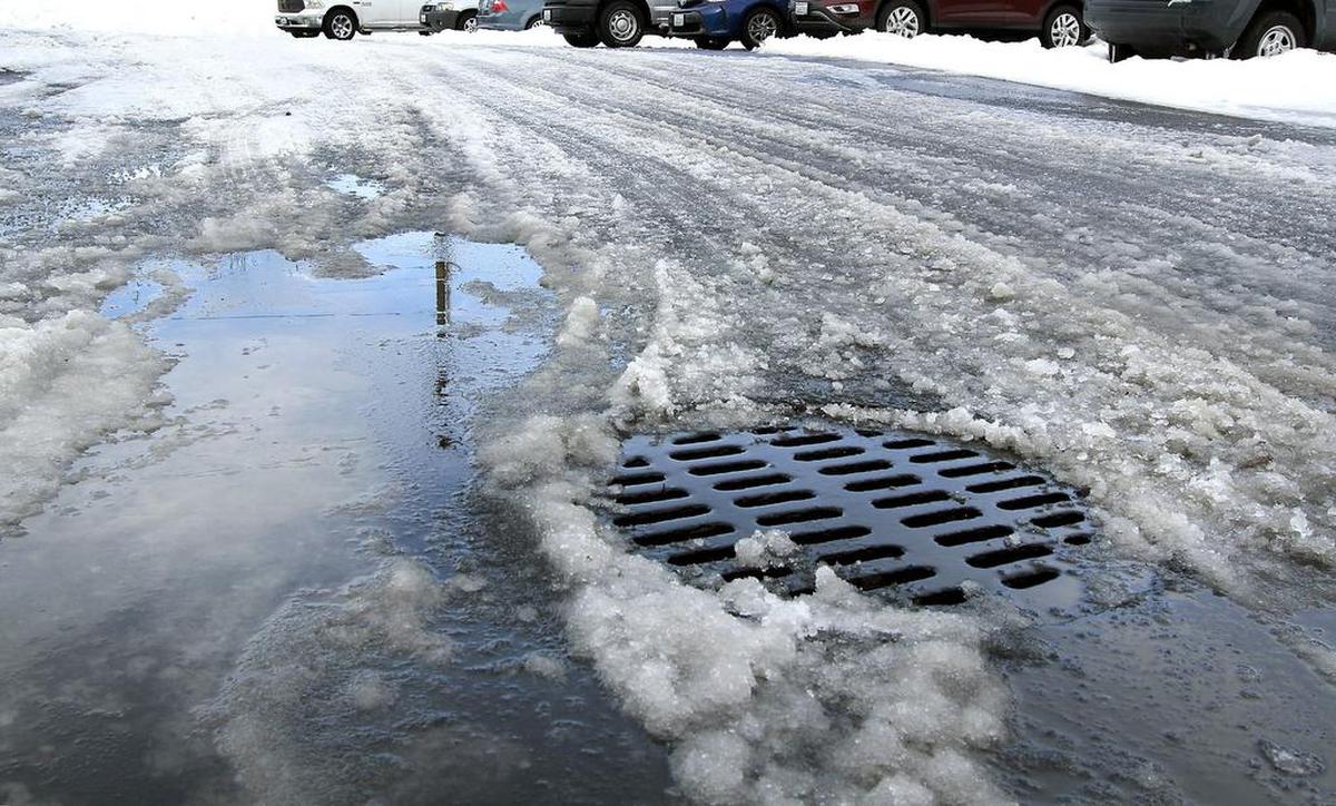 Warming weather is melting February’s snowfall. Residents are asked to keep storm drains clear.