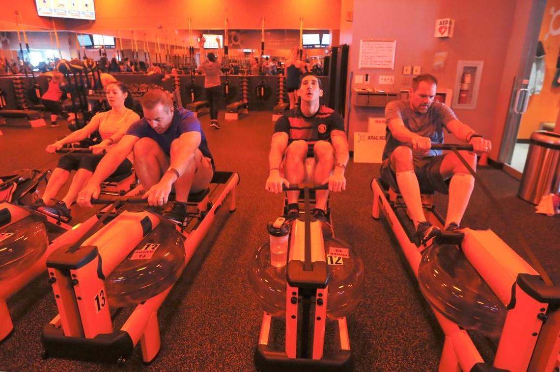 Gym members and staff from OrangeTheory take part in a fundraising workout class on Saturday, Jan. 13 in Richland at OrangeTheory. The fundraiser was done in secret to surprise Cassi Juell with a new prosthetic leg.