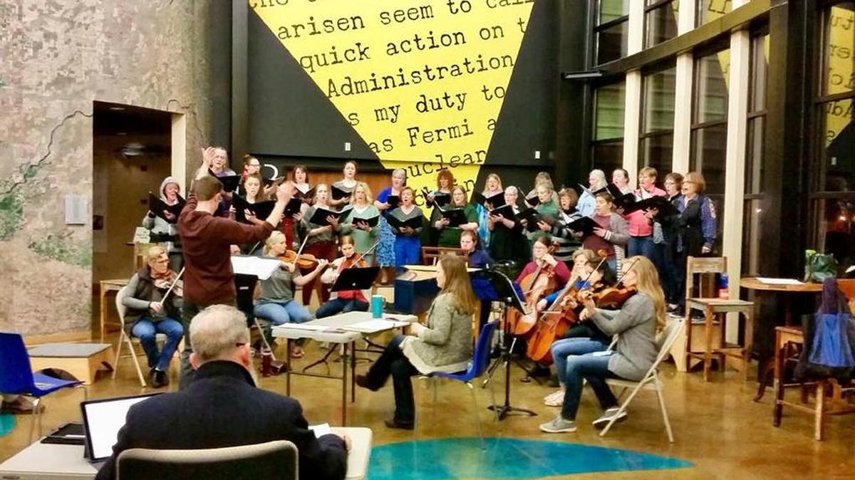 Mid-Columbia Mastersingers’ women’s choir rehearses in the Reach museum in Richland for a weekend performance of “The Gonzales Cantata.”