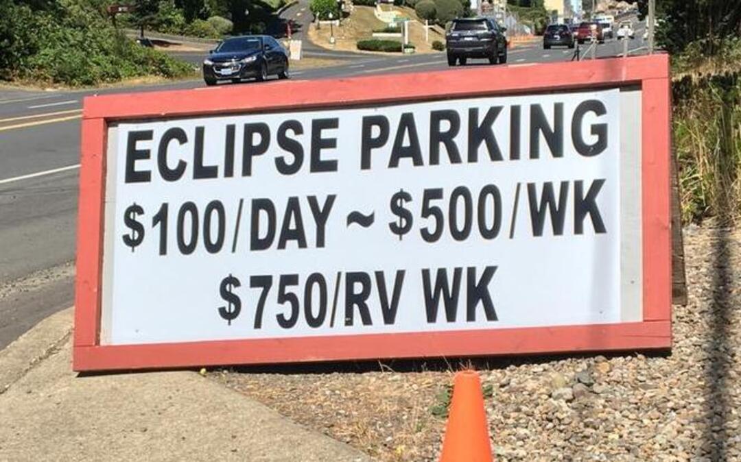 The price of parking has sure gone up in Depot Bay, Ore., a little town of 1,448 on the coast west of Salem, and smack dab in the middle of the path of totality for Monday’s eclipse.